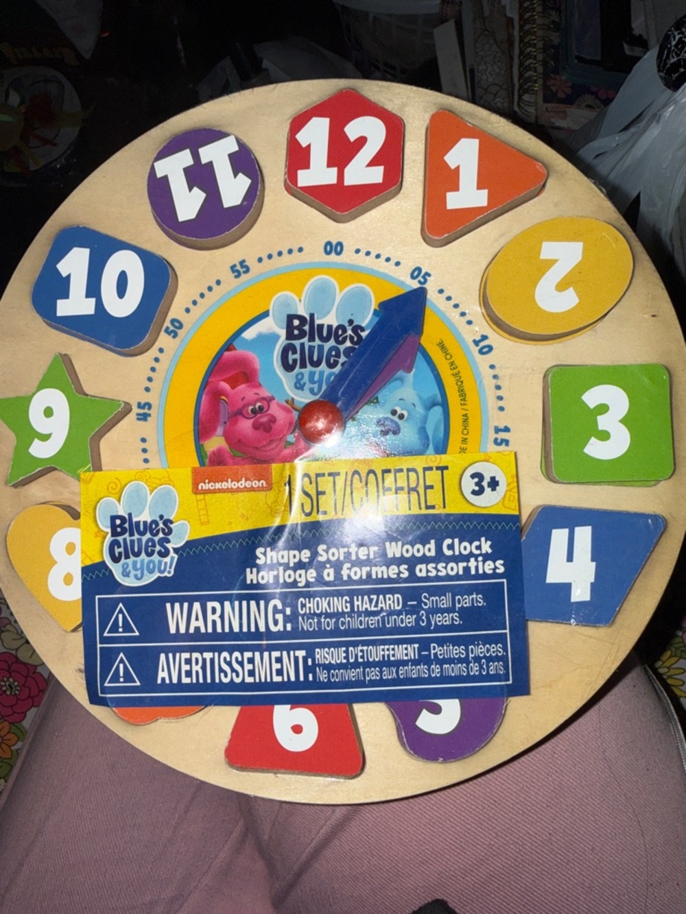 Blue’s Clues Shape Sorter Wood Clock! (New)